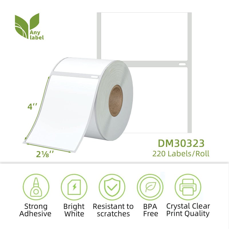 Anylabel Compatible 2-1/8"" x 4"" Direct Thermal Labels Replacement for DYMO 30323 Address Shipping Postage Barcodes, Compatible with Rollo, DYMO 4XL & Zebra Desktop Printers (12 Rolls, 220 Labels/Roll) - Image 2